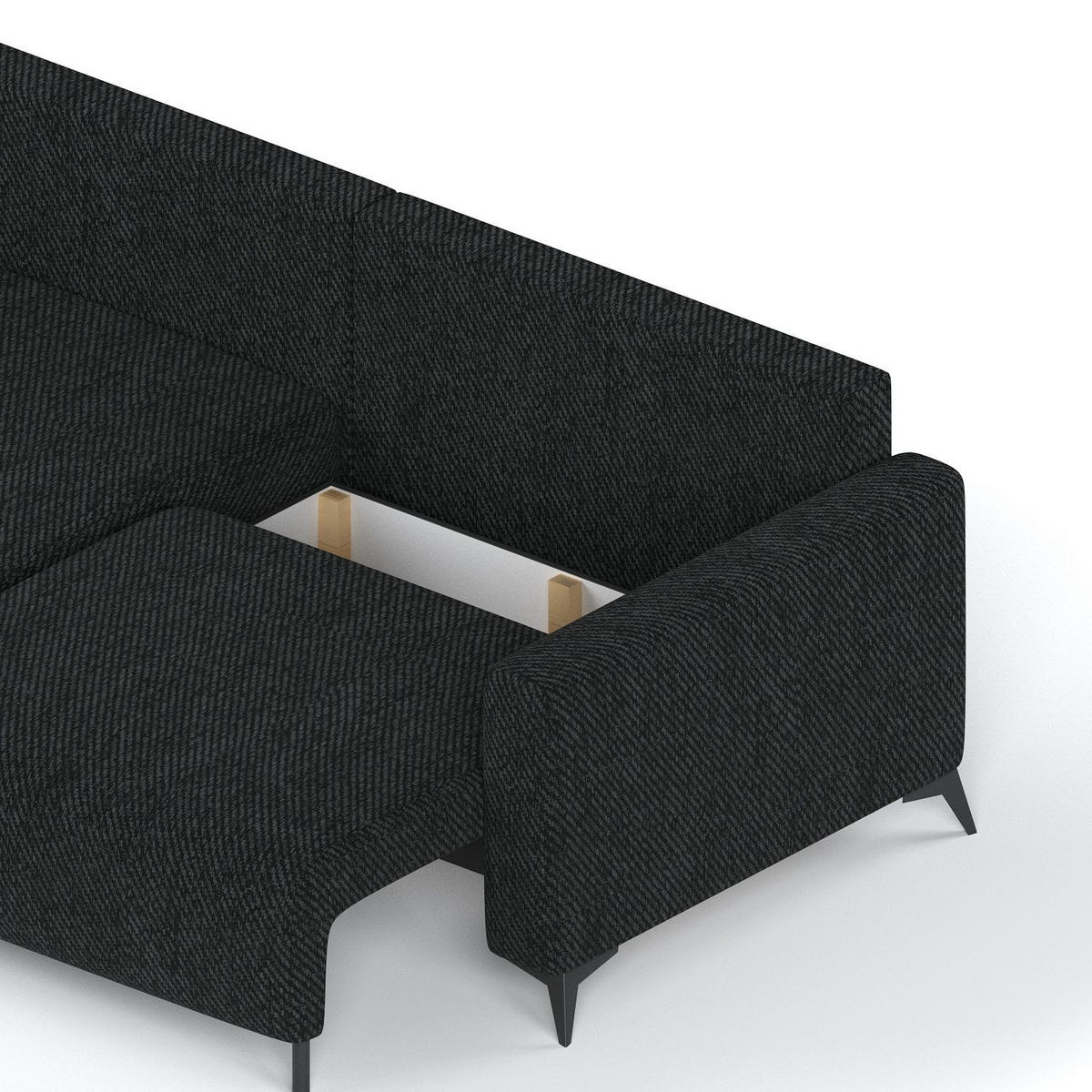 ECKSOFA NUVIO mit Schlaffunktion Schwarz im Neve Stoff - Schwarz, Holz/Holzwerkstoff (239/148cm) - AltaBeds