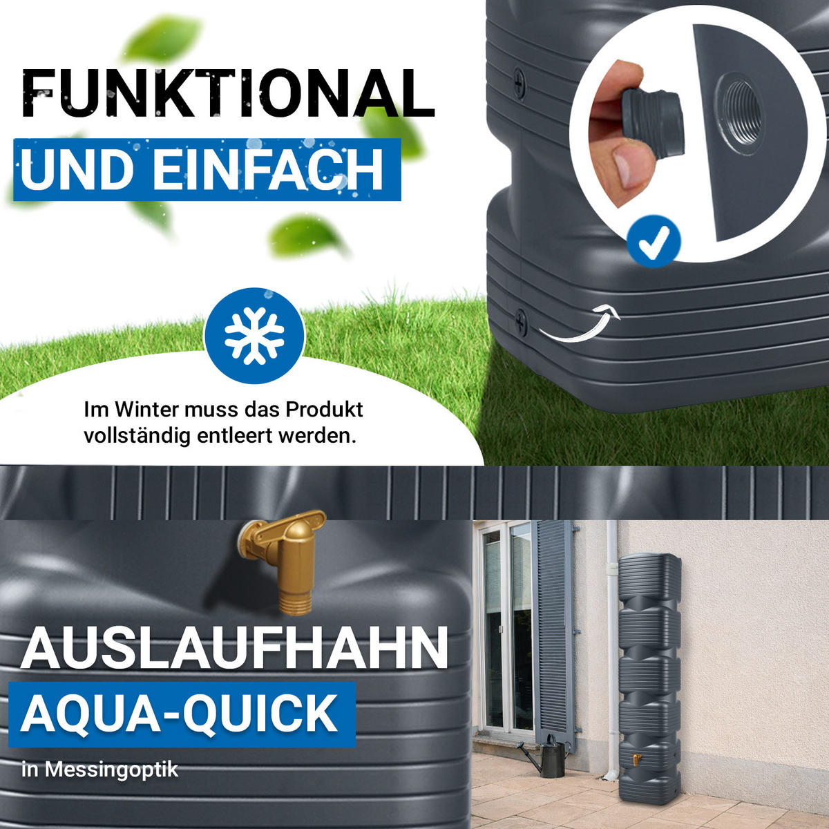 WANDTANK 270 L, graphite grey - Graphitfarben, Kunststoff (40/185/65cm) - 4rain