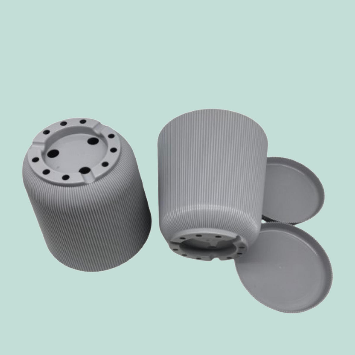 2XBLUMENTOPF - Silberfarben, Kunststoff (20cm) - Relaxdays