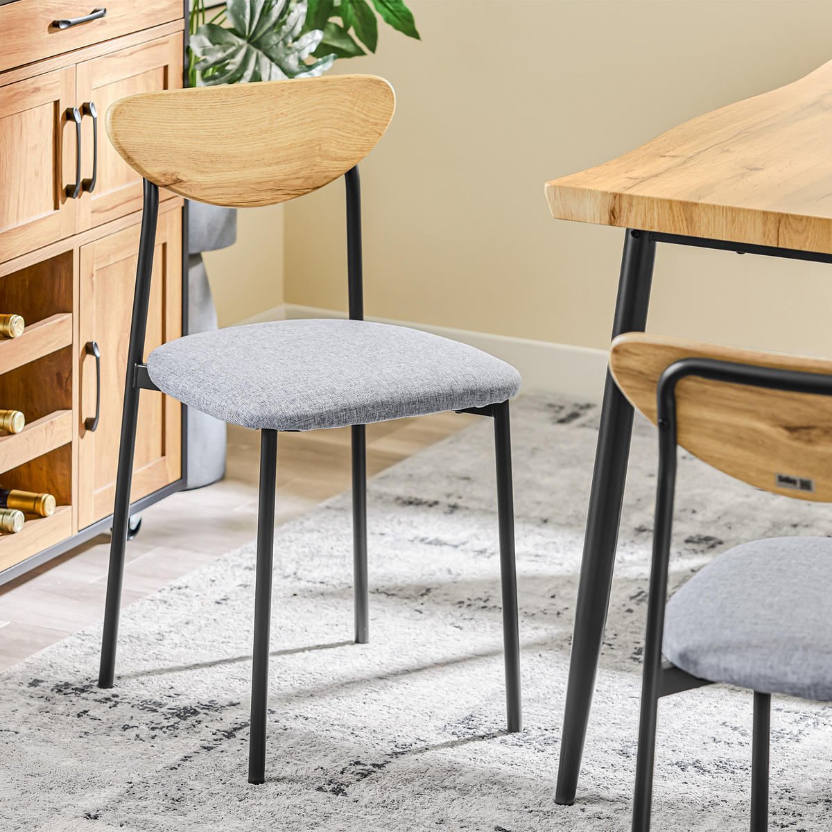 ESSGRUPPE, Esstisch mit 4 Stühlen - Naturfarben, Holzwerkstoff (110/70/76cm) - SoBuy