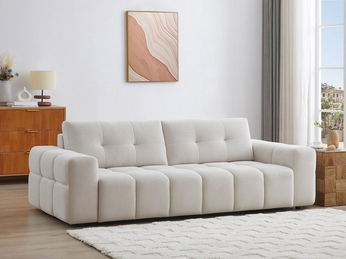 SOFA - 3 Personen - stoff - beige Sopelana - Beige, Kunststoff/Textil (220/78/100cm) - Vente-Unique