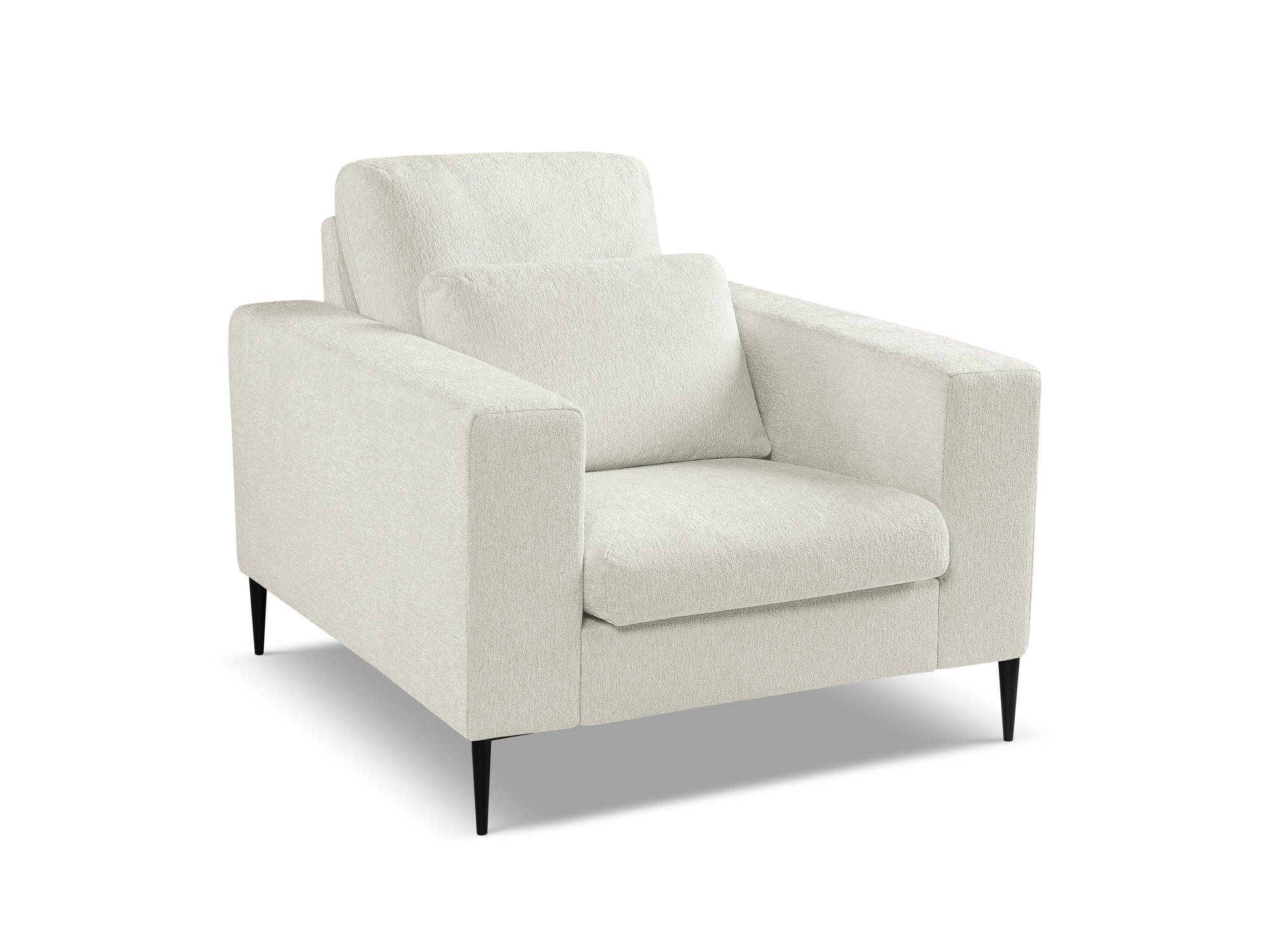 SESSEL Chenille Stoff Beige - Hellbraun/Schwarz, Holzwerkstoff/Textil (93/88/105cm) - Makamii