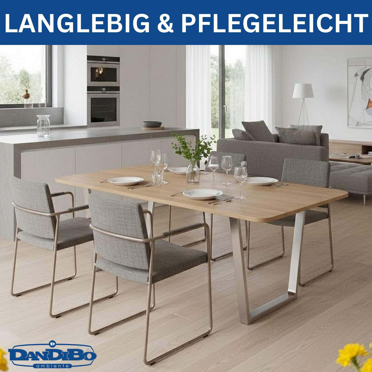 TISCHBEINE Edelstahl 72 x 72 cm Tischgestell Höhenverstellbar 96679 Tischfüße Möbelfüße - Schwarz, Metall (72/72/5cm) - DanDiBo