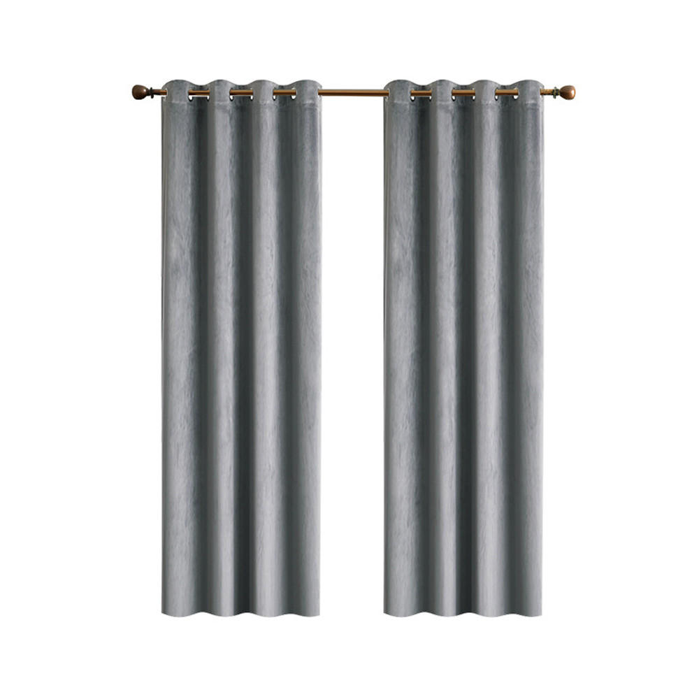 FERTIGVORHANG 2er Set 140 x 175 cm Samt - Grau, Textil (140/175cm) - Kaket