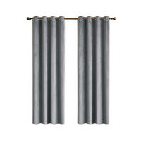 FERTIGVORHANG 2er Set 140 x 175 cm Samt - Grau, Textil (140/175cm) - Kaket