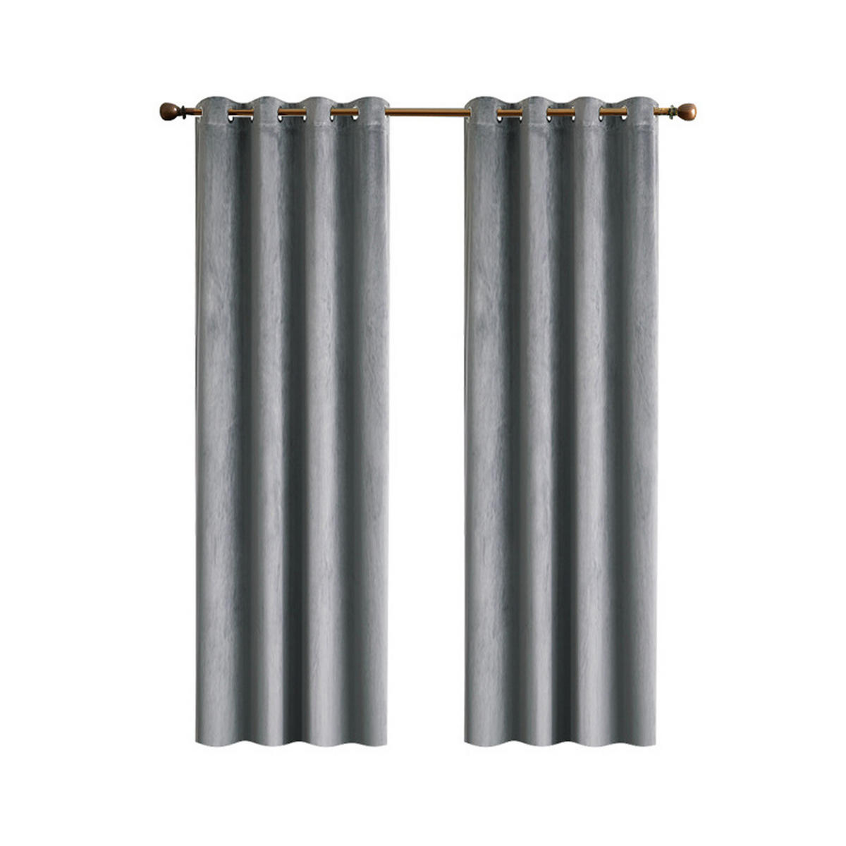 FERTIGVORHANG 2er Set 140 x 175 cm Samt - Grau, Textil (140/175cm) - Kaket