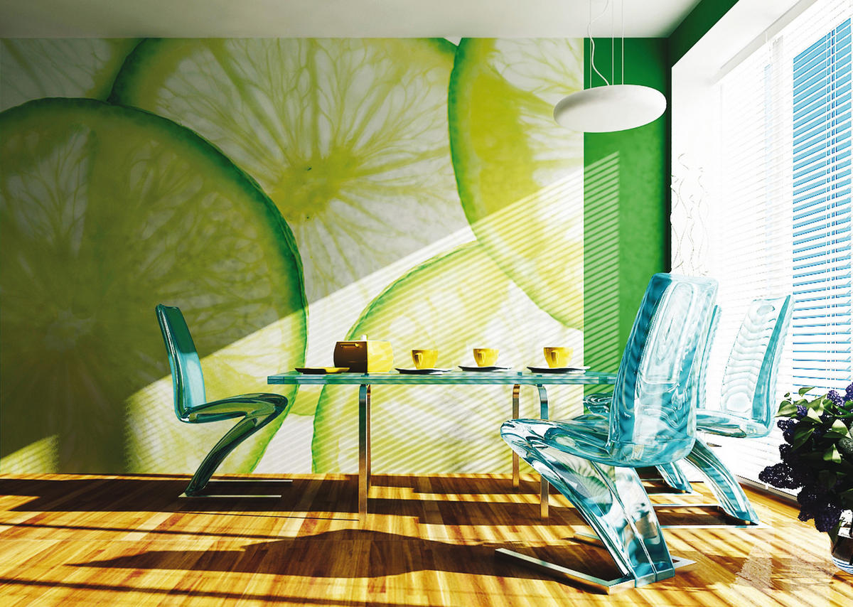 FOTOTAPETE Obst 375 x 270 cm - Grün, Papier (375/270cm) - Sanders & Sanders