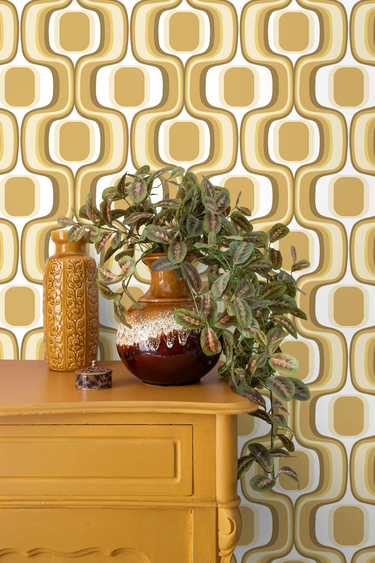 TAPETE Retro-Ornamente 50 x 900 cm - Gelb, Papier (50/900cm) - ESTAhome