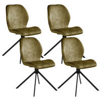 ESSZIMMERSTUHL 4er Set drehbar Samtstoff Grün Morrison - Schwarz/Grün, Textil/Metall (50/86/56cm) - Beliani