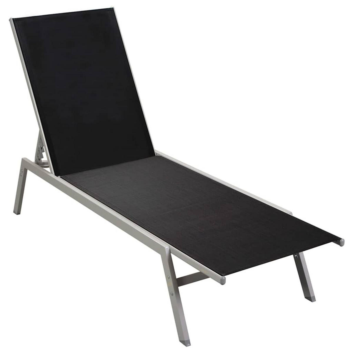 SONNENLIEGE Stahl und Textilene Schwarz - Schwarz, Metall (58/32/200cm) - furnicato