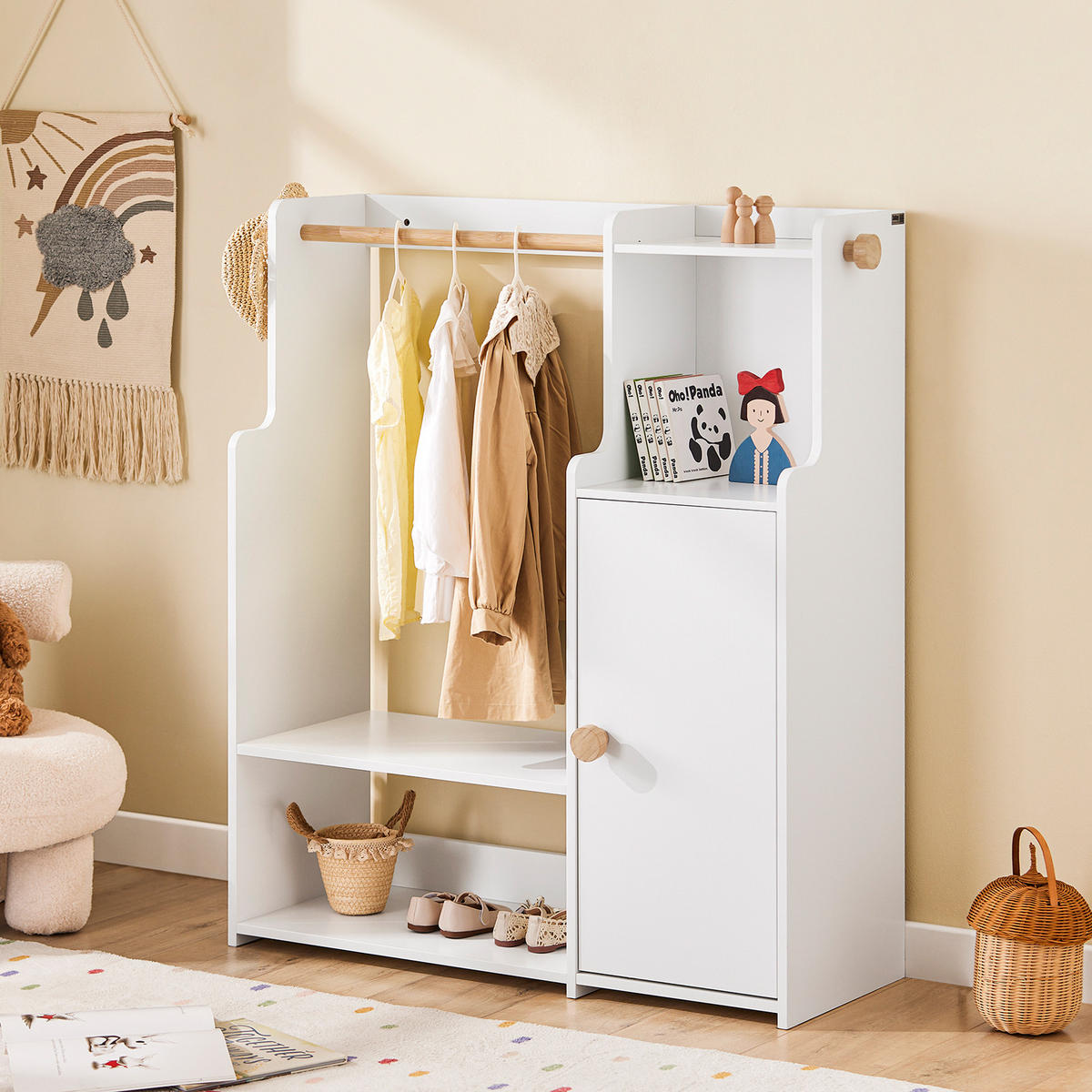 KINDERGARDEROBE Weiß - Weiß, Holzwerkstoff (94/110/35cm) - SoBuy