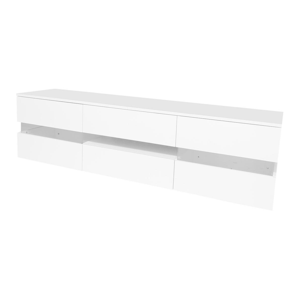 TV-SCHRANK mit Weiß Hochglanzfront, LED und Push-to-open 160/39/45 cm - Weiß, Holzwerkstoff (160/45/39cm) - Redom