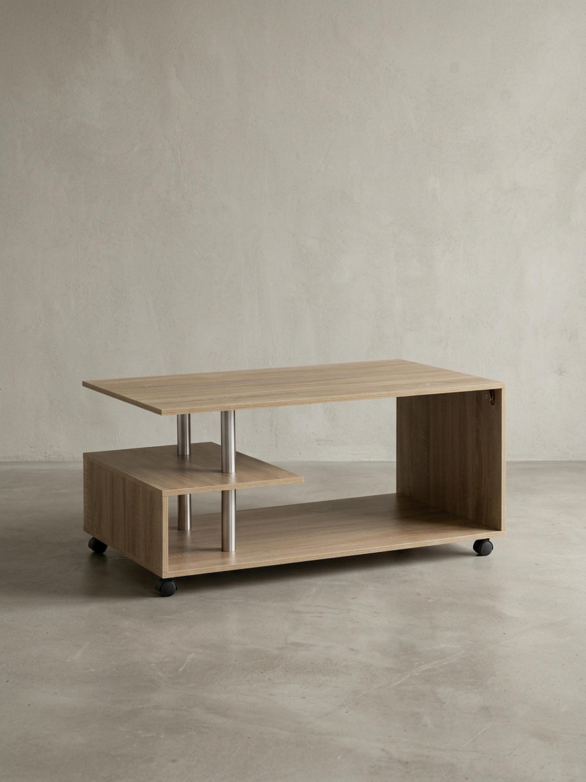 COUCHTISCH Eleganza in Grau, Melaminharzbeschichtung, mit geräumigen Ablageflächen - Beige/Schwarz, Holz (60/105/48cm) - KADIMA DESIGN