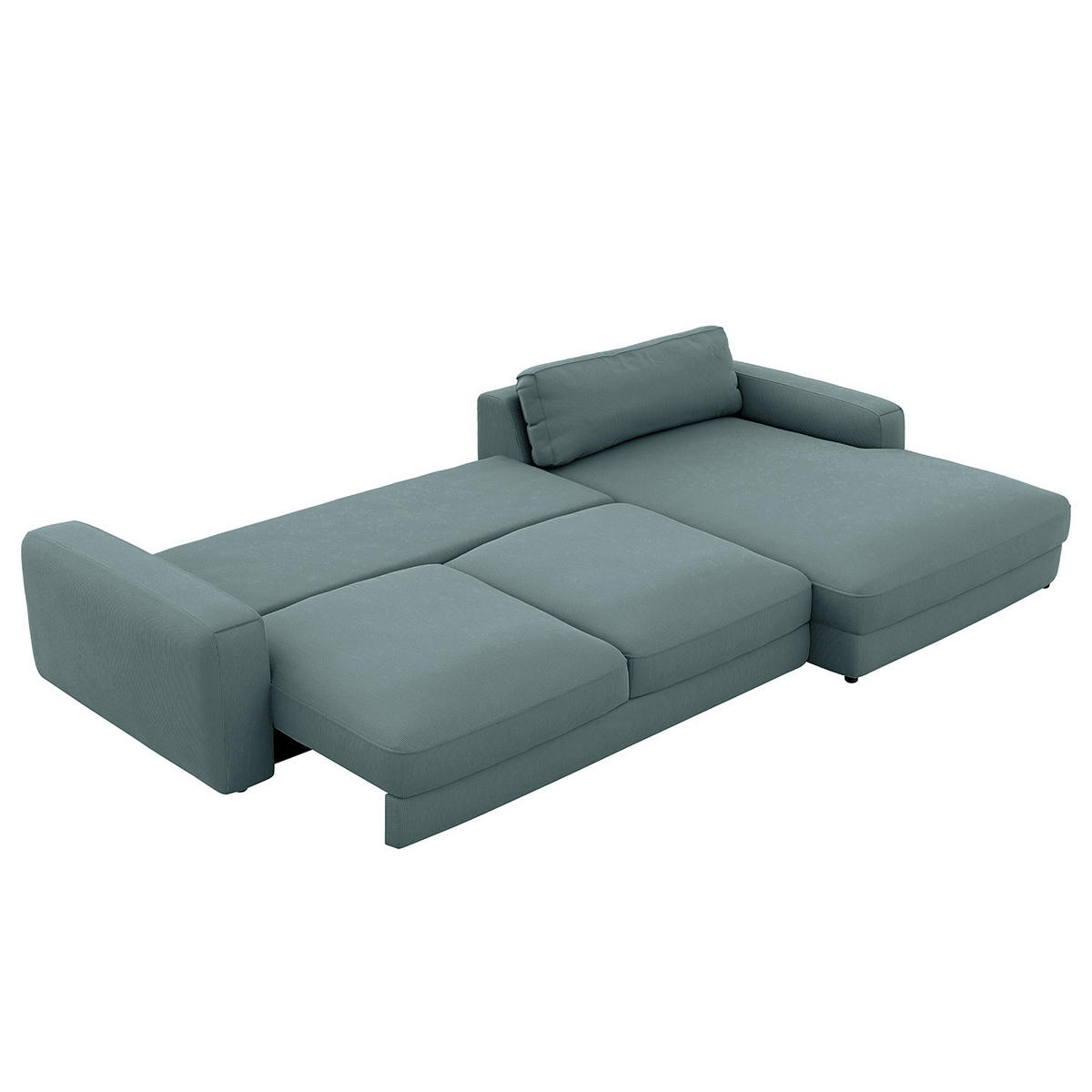 ECKSOFA mit Schlaffunktion - Blaugrau, Kunststoff/Textil (303/176cm) - home24