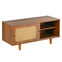 SCHUHSCHRANK-SET 2-teilig (Rattan-Kommode und Schuhschrank), 104/40/48 cm (Standardmaß), Rattan/Spanplatte, Walnuss - Walnussfarben, Holzwerkstoff (40/48/104cm) - Redom