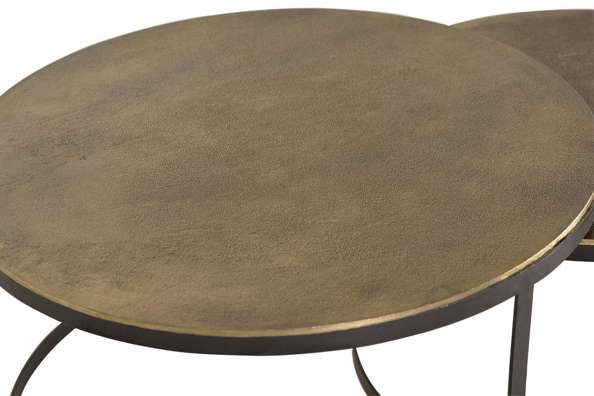 COUCHTISCH mit Bronzeplatte und vergoldeten Metallbeinen - Schwarz, Metall (76/76/46cm) - Giner y Colomer