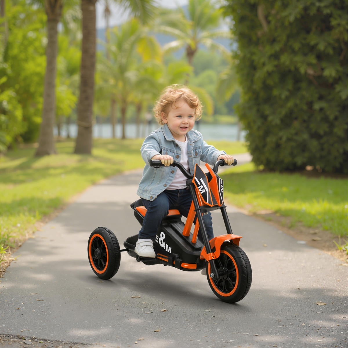 DREIRAD, Kinderfahrrad, Laufrad, Kinderrad mit Pedal für Kinder 18-36 Monaten - Orange, Metall (79/44/47cm) - AIYAPLAY