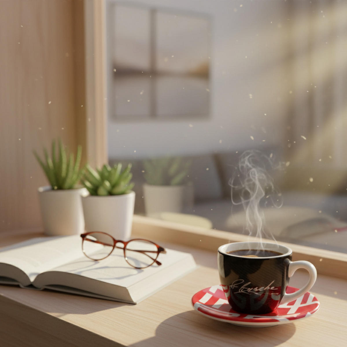 ESPRESSOTASSE Set WAP0504200F Porzellan Schwarz mit Untertasse - Hellrot/Schwarz, Keramik (0.08L) - Porsche