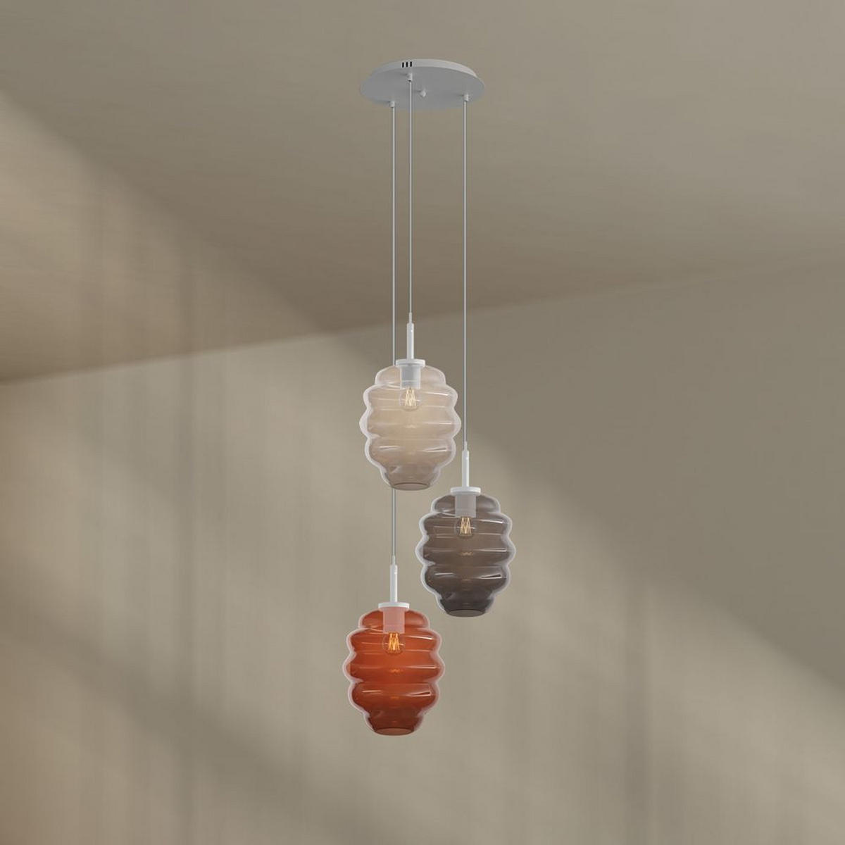 GALERIELEUCHTE Echos 3-flammig Rauch Ø 25cm - Anthrazit/Weiß, Glas (25/25/28cm) - s.luce