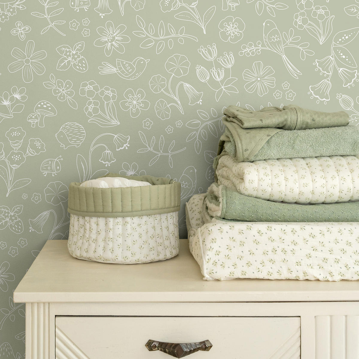 TAPETE Forest Wonders - Weiß/Grün, Papier/Kunststoff (53/1000cm) - Little Dutch