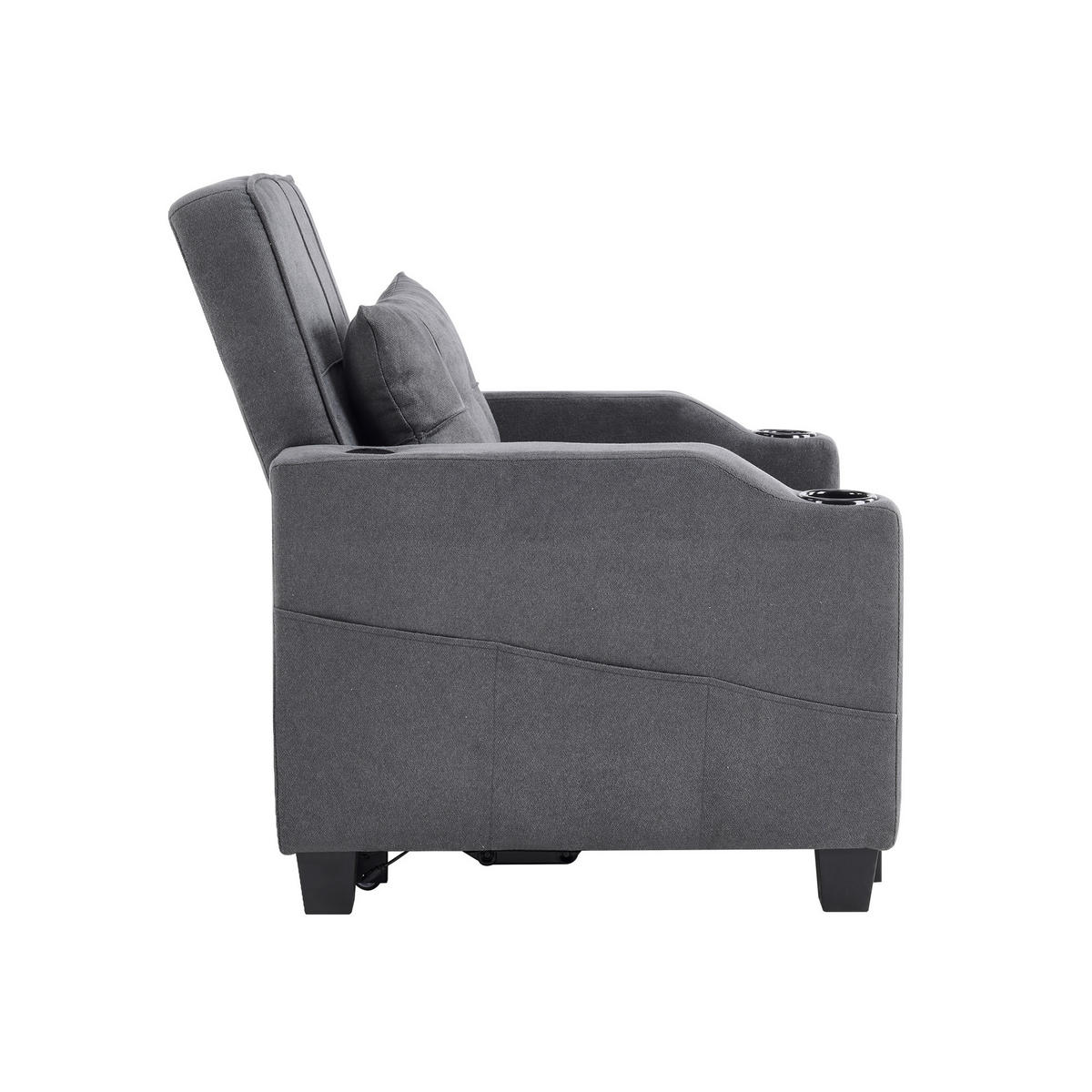 SCHLAFSESSEL DE-35012 3-in-1 mit USB und Getränkehaltern Rot - Dunkelgrau, Metall (87/84/74cm) - ComfortXL