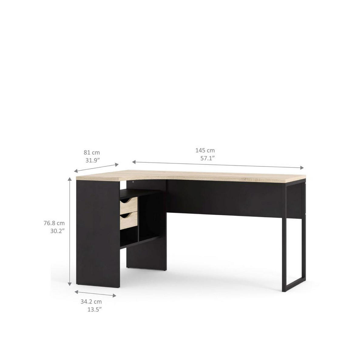 SCHREIBTISCH Schwarz - Schwarz, Holzwerkstoff (81/145/77cm) - ebuy24