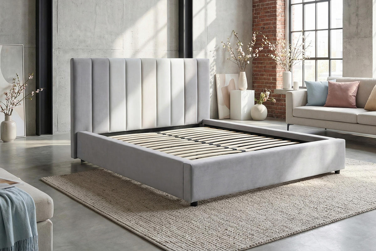 POLSTERBETT CATTURA Grau Velvet - Grau, Textil (160/200cm) - KAWOLA