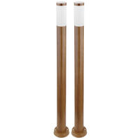 STEHLEUCHTE Edelstahl Braun Holzoptik 2er Set - Braun, Metall (12.7/12.7/110cm) - Globo Lighting