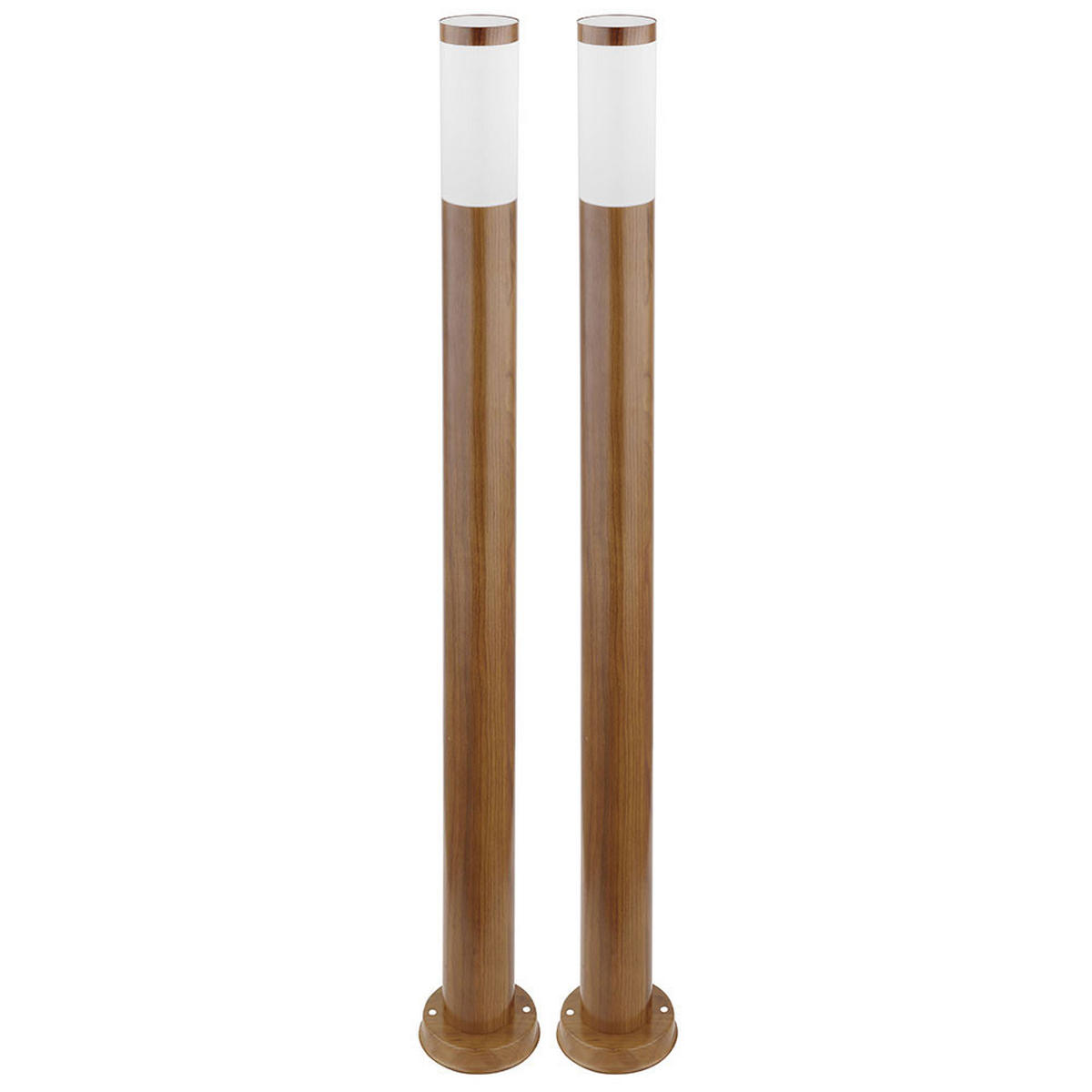 STEHLEUCHTE Edelstahl Braun Holzoptik 2er Set - Braun, Metall (12.7/12.7/110cm) - Globo Lighting