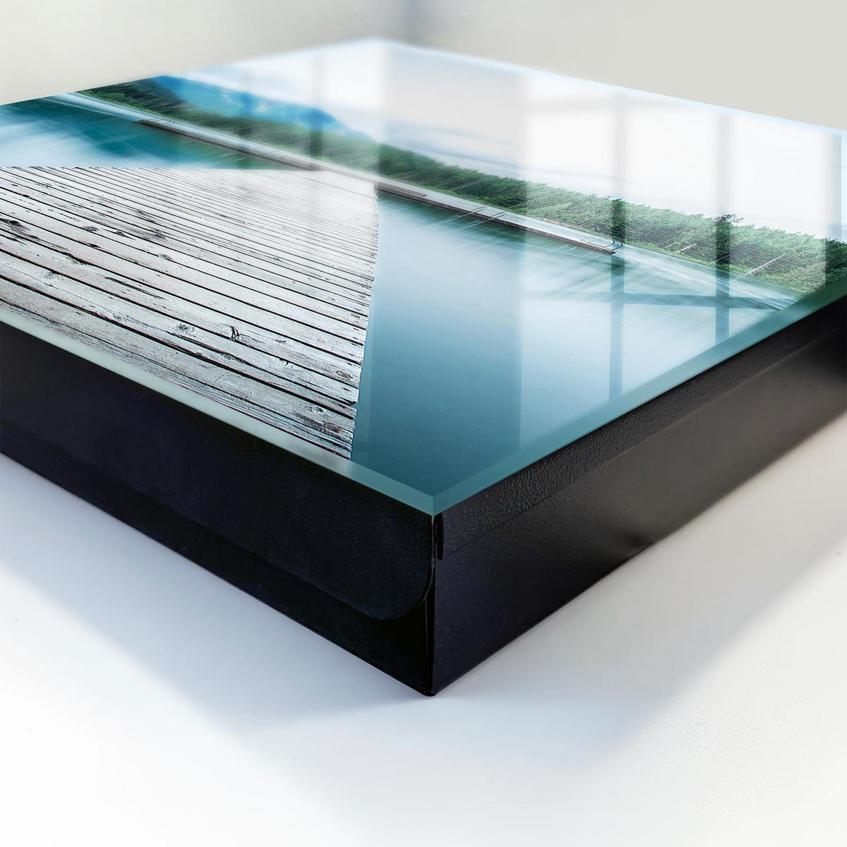 SCHLÜSSELBOX Schwarz 30x30 cm- Türöffnung nach rechts - See der Ruhe - Blau, Metall (30/30/5cm) - TULUP