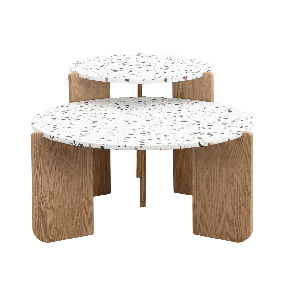 COUCHTISCH-SET 70/70 cm & 50/50 cm aus MDF im Nesting-Design - Weiß, Holzwerkstoff (70/70/35cm) - BEAOK