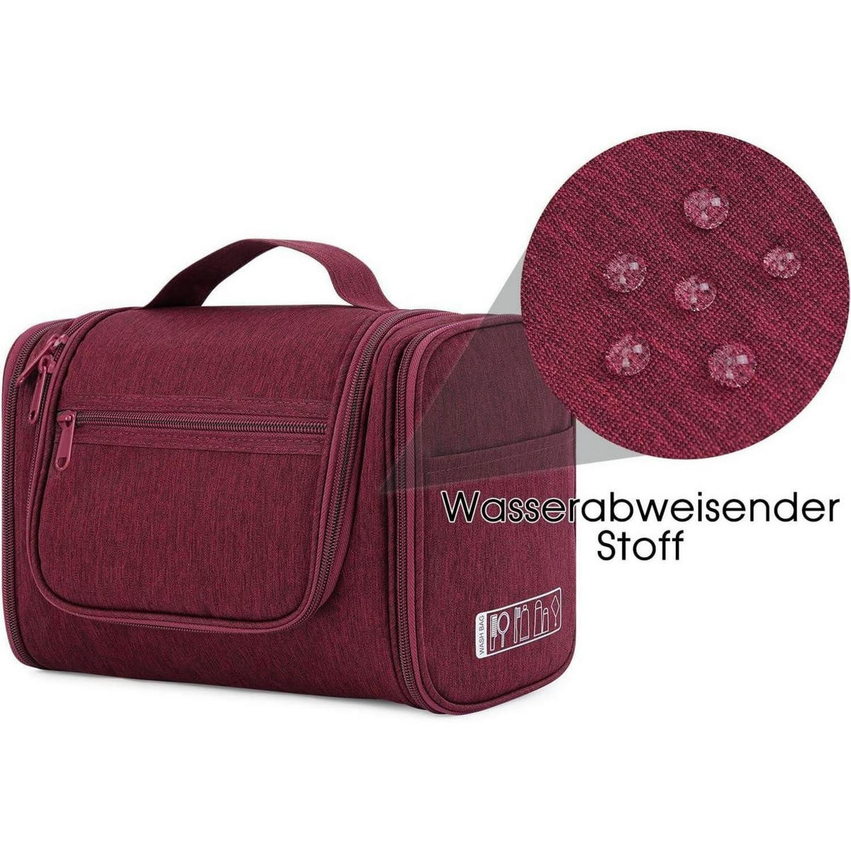 KULTURTASCHE zum Aufhängen Rot 27 x 15,5 x 59 cm - Bordeaux, Textil (5/2/5cm)