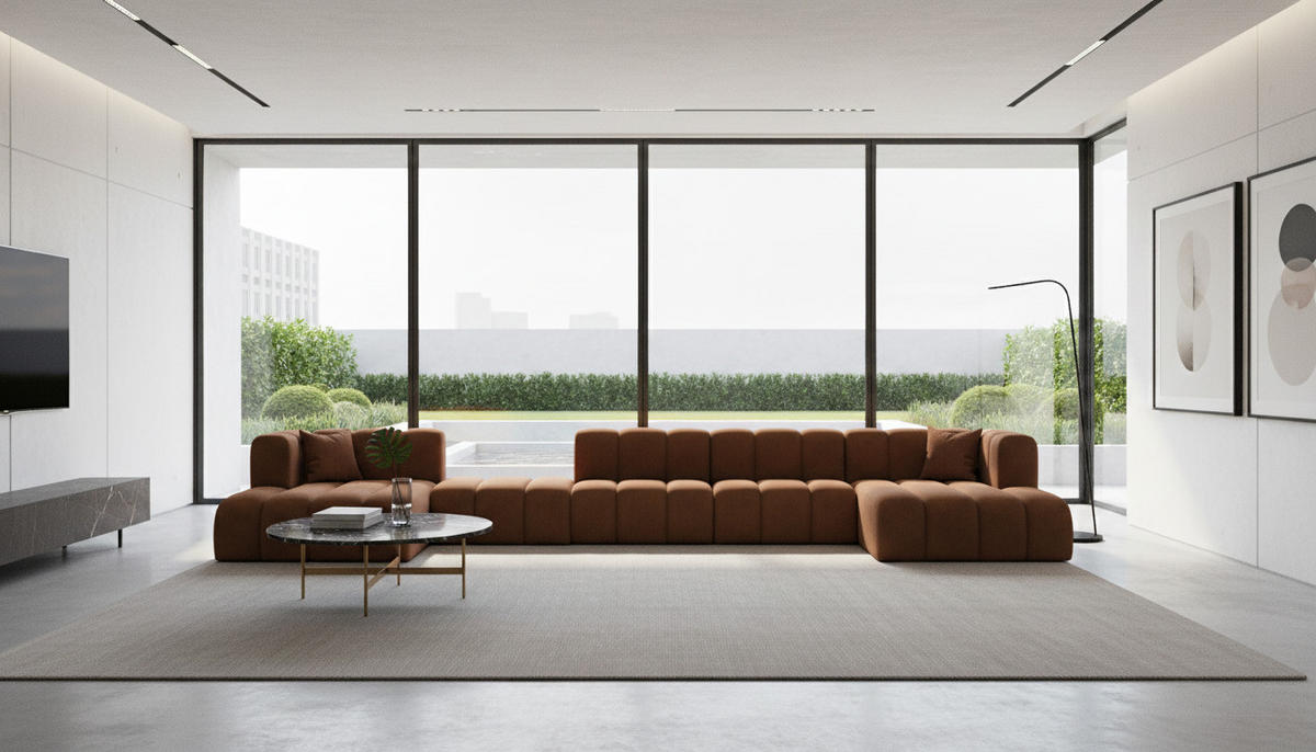 ECKSOFA U-Form Grand U Big XL 500 cm, Velourstoff Salvador, Dunkelbraun - Dunkelbraun, Holz (500/179cm) - Kaiser Möbel