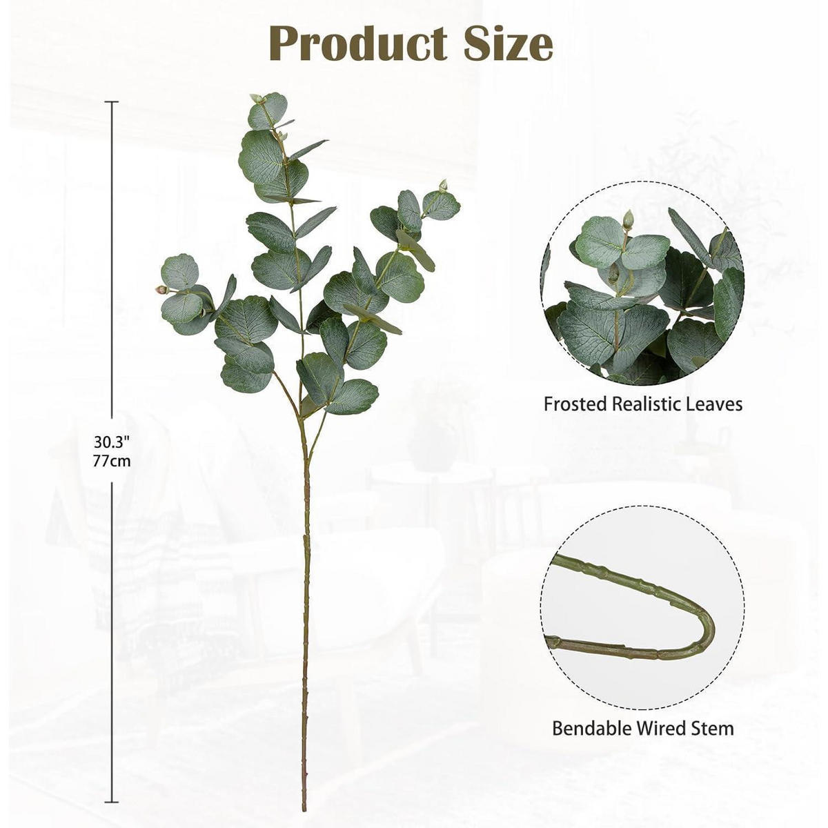 KUNSTZWEIG Eukalyptus 5er Set 73 cm - Grün, Kunststoff (40cm)