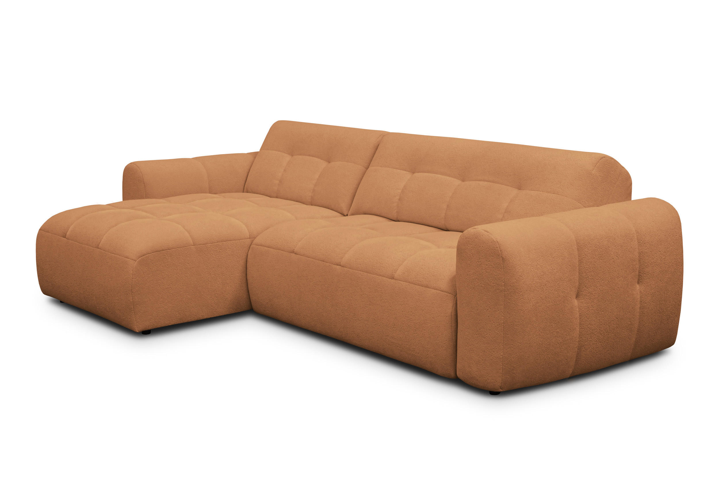 ECKSOFA LUMERO 4-Sitzer LINKS, orange - Schwarz/Orange, Holz/Textil (275/166cm) - Courtois Laville