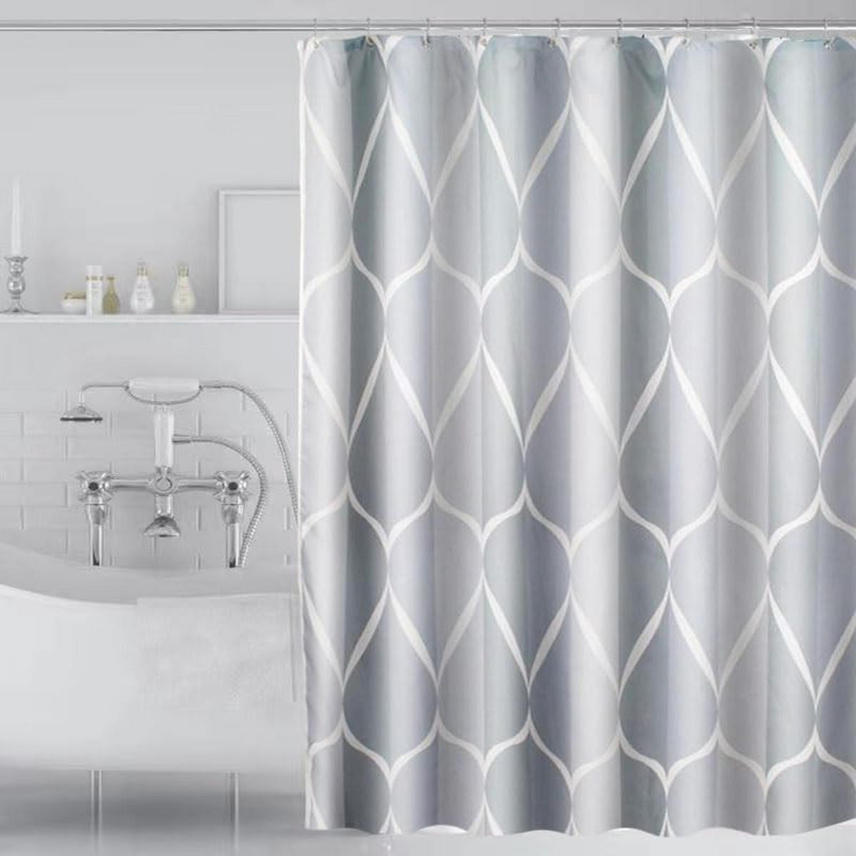 DUSCHVORHANG Polyester antibakteriell schimmelresistent wasserdicht mit Ringen und Verschluss - Grau, Textil (180/180cm) - MCBOSON