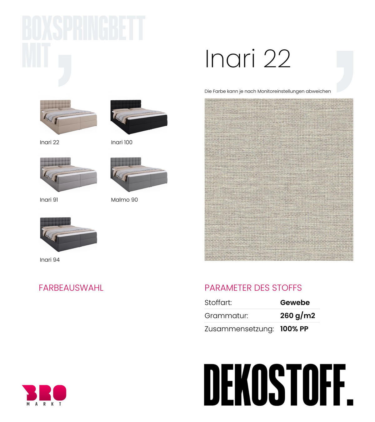 BOXBETT Dakota mit Topper 180/200 Beige - Beige, Textil (180/200cm) - Bromarkt