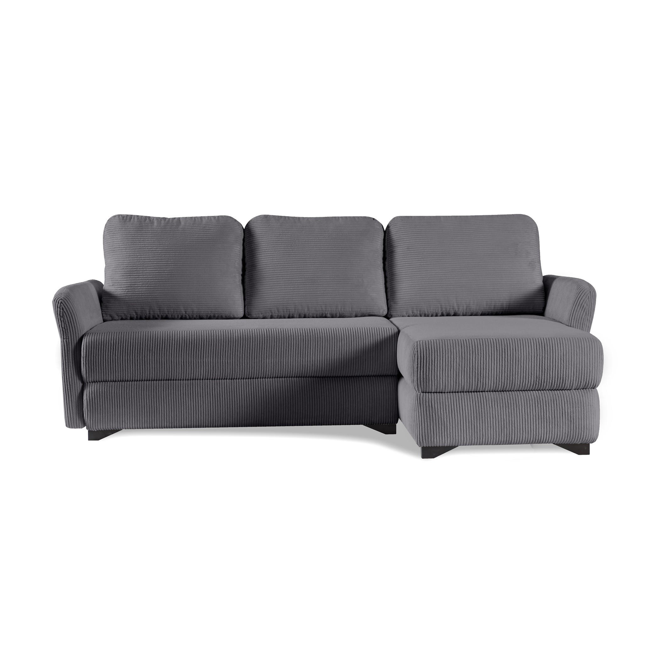 ECKSOFA Volt Dunkelgrau, universal Ecksofa mit Schlaffunktion - Grau, Holzwerkstoff/Textil (238/155cm) - Bettso