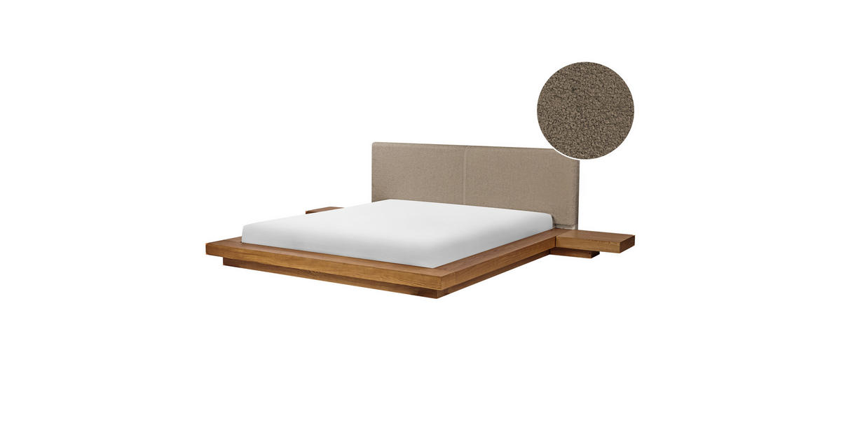 Beliani WASSERBETT Bouclé 180/200 cm Naturfarbene Esche Zen jetzt nur ...