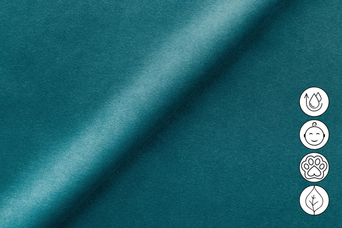 SOFA FIERO 3-Sitzer, Minter Veloursstoff - Schwarz/Mintgrün, Holz/Textil (212/82/103cm) - Courtois Laville
