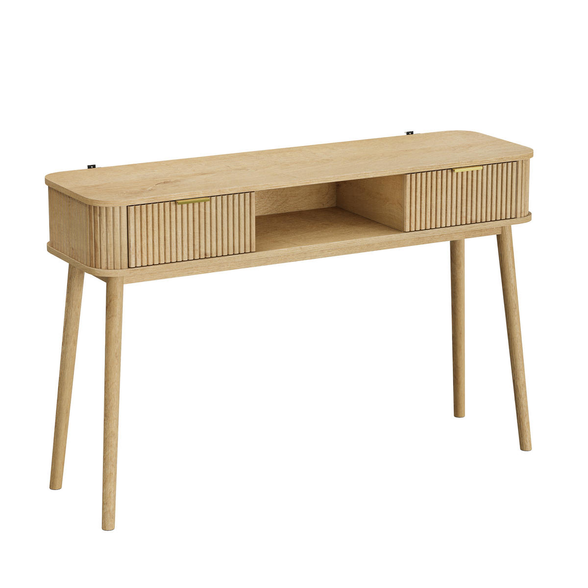 KONSOLENTISCH Vintage Eichenoptik mit Schubladen und Ablage - Eichefarben, Holzwerkstoff (120/35/77.6cm)