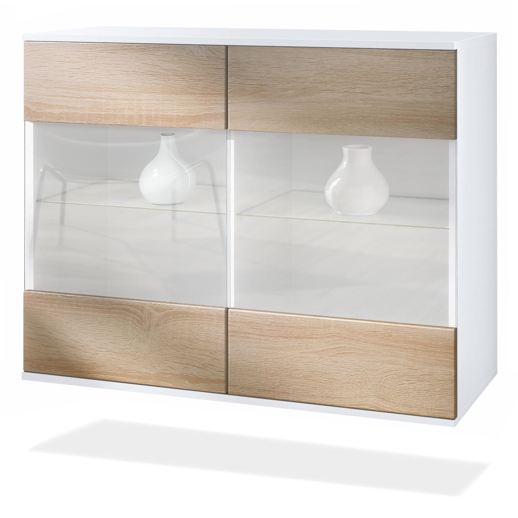 KOMMODE Bari Eiche sägerau - Eiche San Remo, Holzwerkstoff (92.5/73.5/35cm) - Vladon
