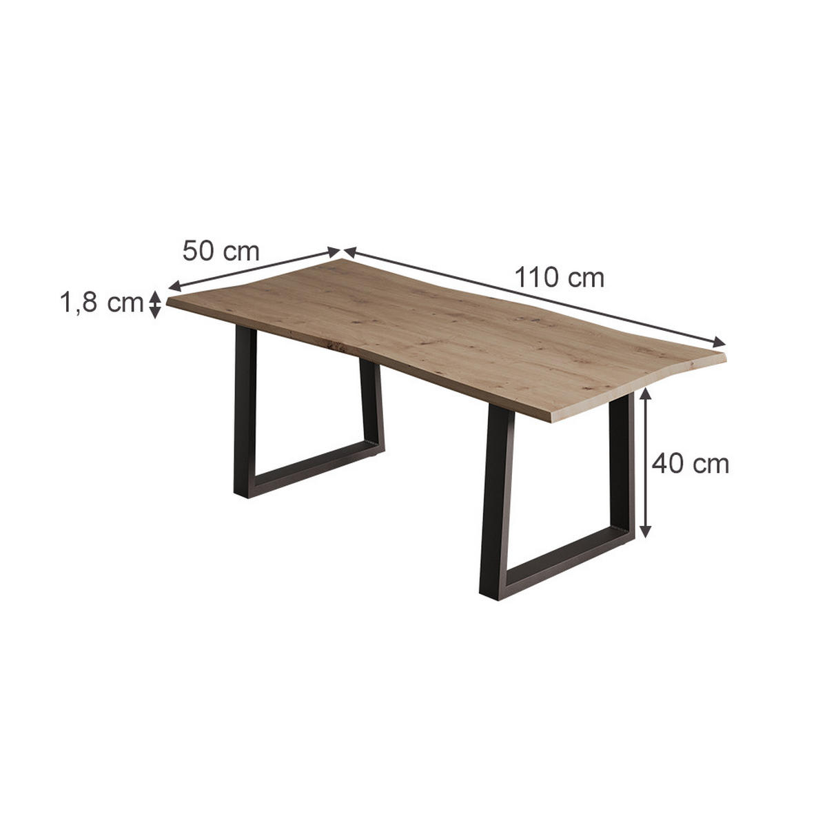 COUCHTISCH Yan Artisan 110 x 50 cm - Hellgrau, Holzwerkstoff (50/110/40cm) - Vicco