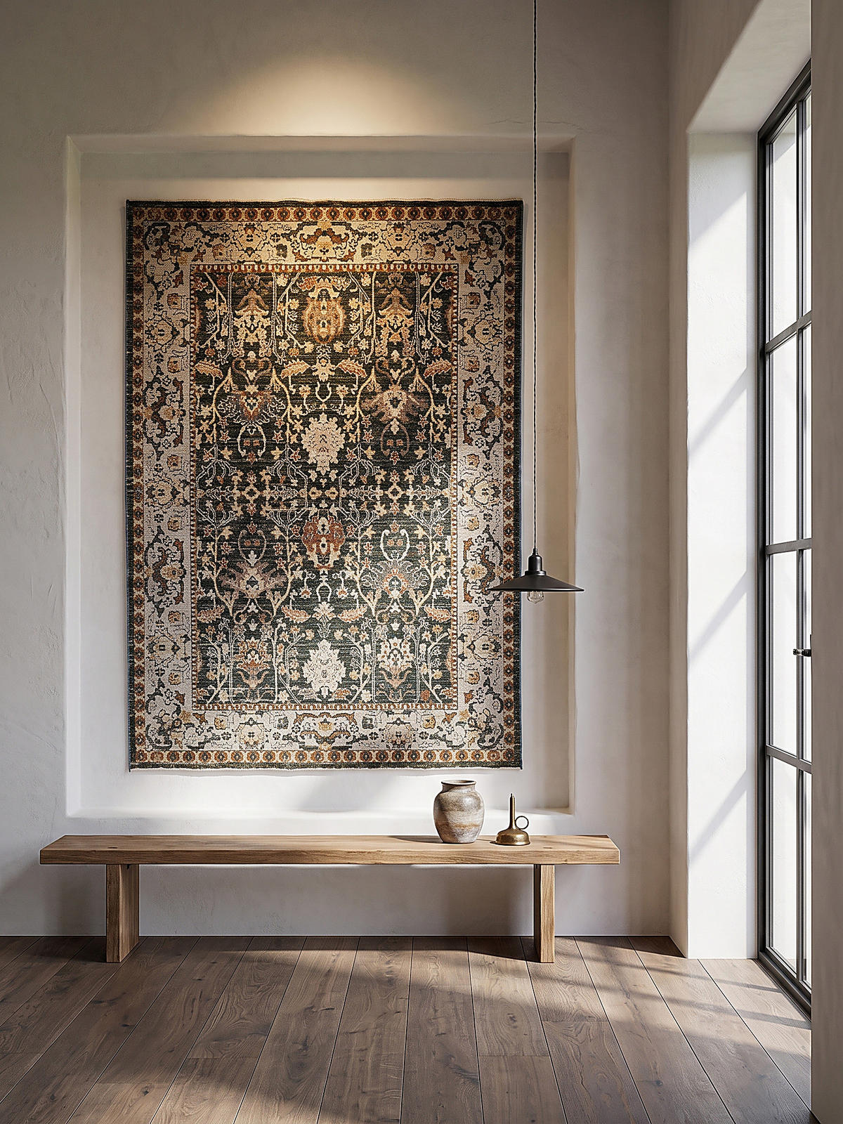STRUKTURTEPPICH TRURO, Blumenmuster, Erdtöne-Grün, 200 x 300 cm - Grün, Textil (200/300cm) - KADIMA DESIGN