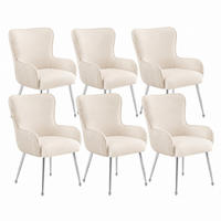 STUHL 6er-Set mit Armlehnen Samt Beige Metallbeine - Beige, Metall (53/83/57.2cm) - Meubliv
