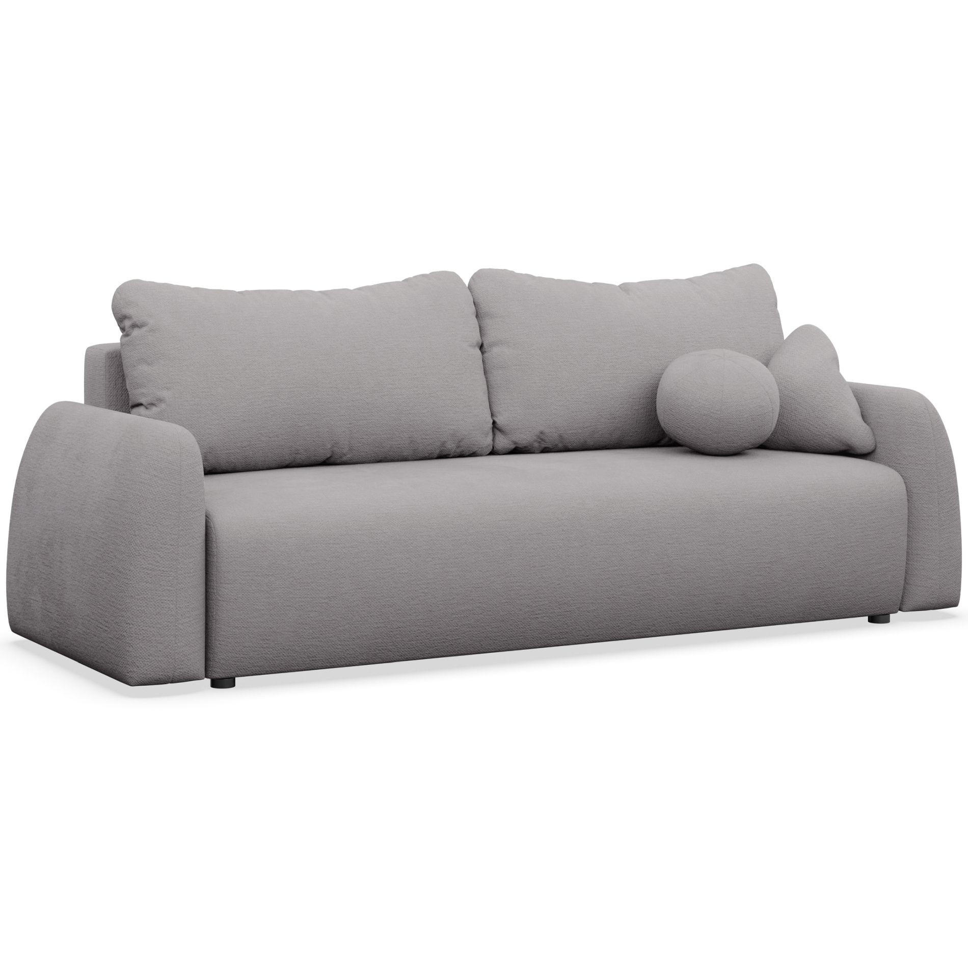 3-SITZER SOFA Nubelle Grau Chenille-Bezug, wasserabweisend - Schwarz/Grau, Kunststoff/Textil (244/85/93cm) - Selsey