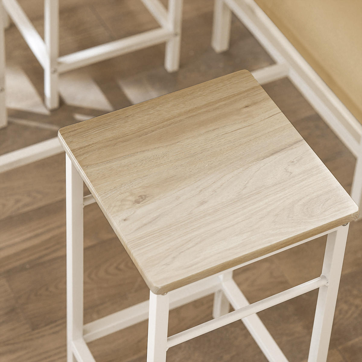 BARTISCH + 4 x BARHOCKER - Weiß, Holzwerkstoff (100/87/60cm) - SoBuy