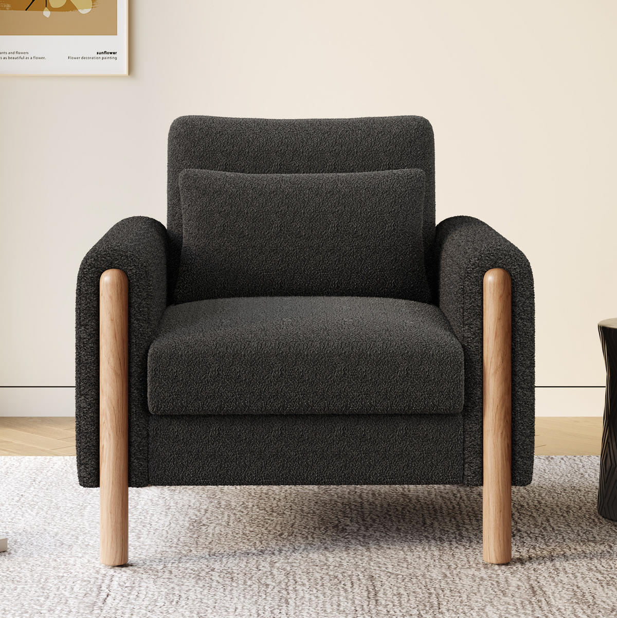SESSEL mit Kissen 87 x 83 x 88,5 cm Teddy Dark Gray - Dunkelgrau, Kunststoff (83/88.5/87cm) - Meubliv