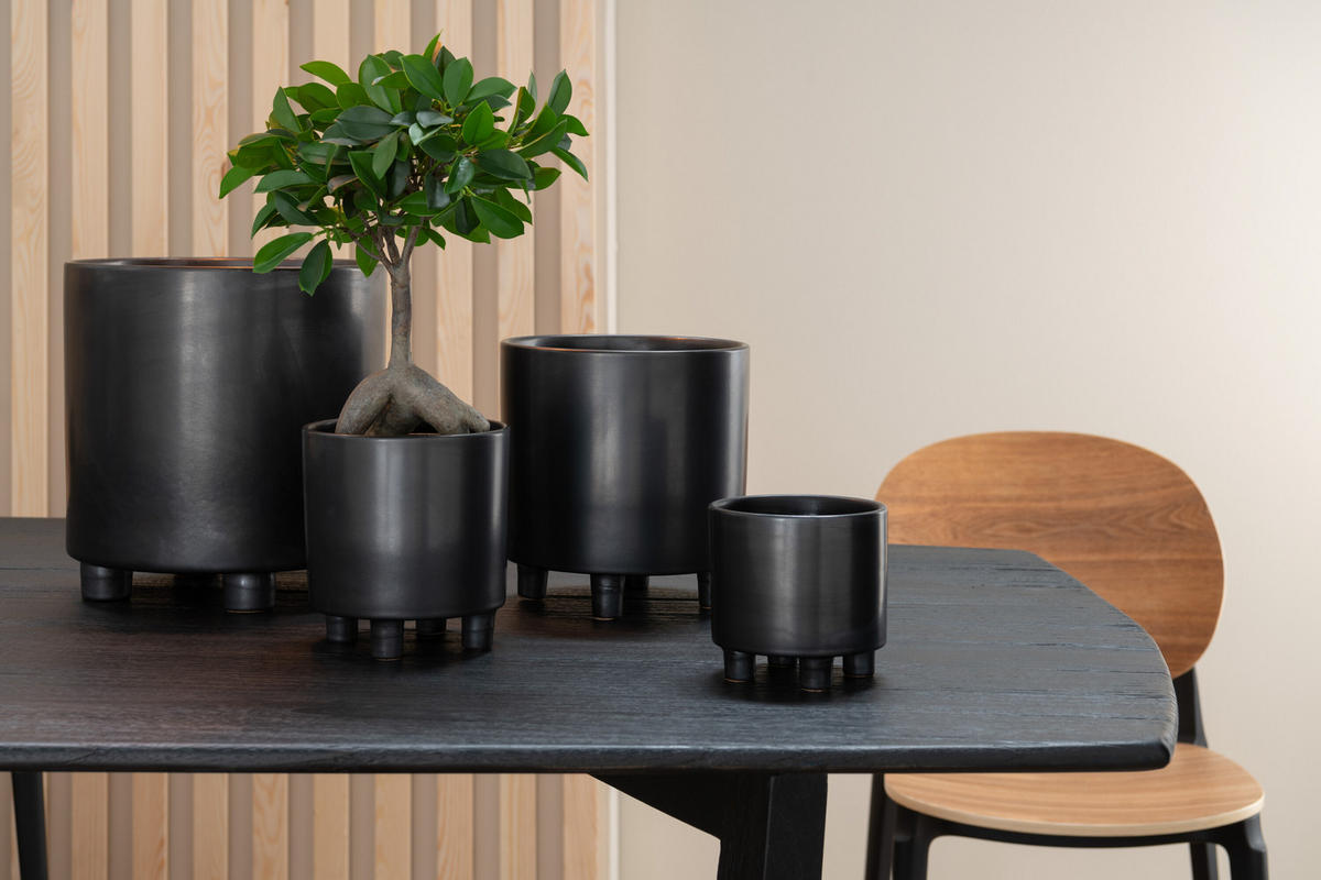 BLUMENTOPF SMOKE - Töpferei - Schwarz - M - Ø 15 cm - Schwarz, Keramik (15/16cm) - J-Line
