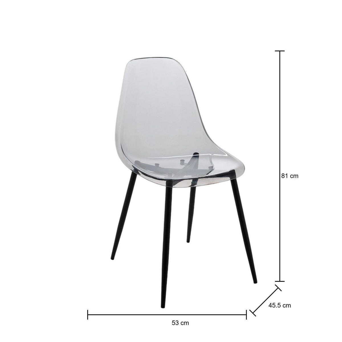 STUHL 4er Set Grau 45.5x53h81 - Grau, Metall (53/81/46cm) - DMORA